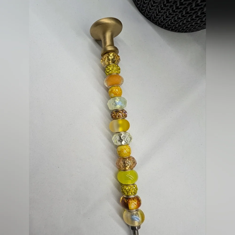 Beaded Fairy Wand/Plant/ Garden Stake W/Gold Metal Topper